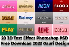 20 3D Text Effect Photoshop PSD Free Download 2022