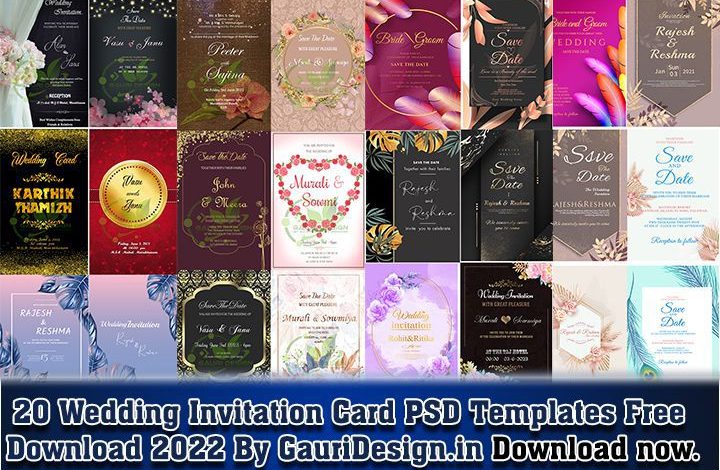 20 Wedding Invitation PSD Templates Free Download 2022 by gauri Design