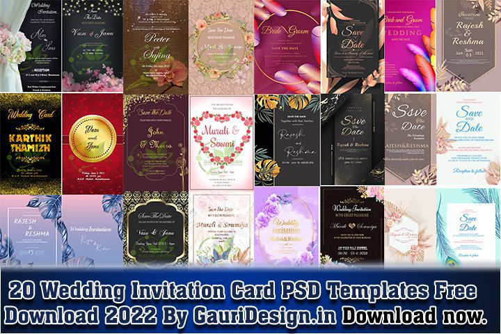 20 Wedding Invitation PSD Templates Free Download 2022 by gauri Design