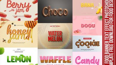 3D Text Effect Photoshop Template Free Download For Food Design