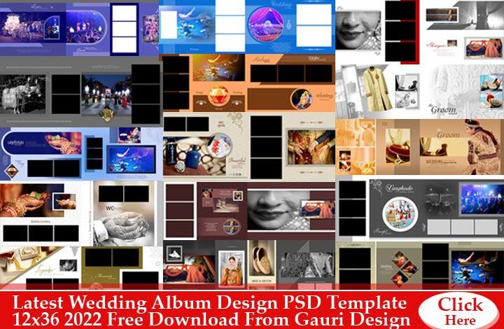 Latest Wedding Album Design PSD Template 12x36 2022 Free Download