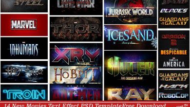 14 New Movies Text Effect PSD Template Free Download