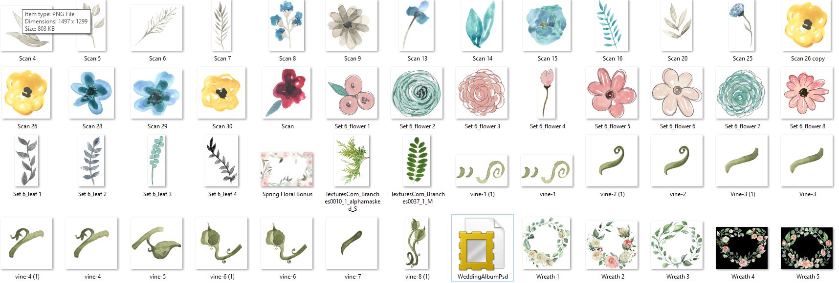 New Water Colour Floral PNG Template For Professional Album Free Download